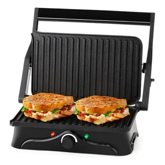 Prensa Y Parrilla Panini Holstein 2-slice - Negro-acero Inox