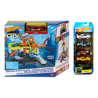 Hot Wheels City,autolavadodelaciudad+set De 5 Carritosalazar Hot Wheels City,autolavadodelaciudad+set De 5 Carritosalazar