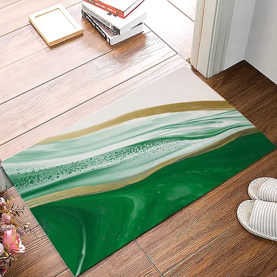 Alfombra Baño Moderna Textura Marmol Color Verde Degradado X