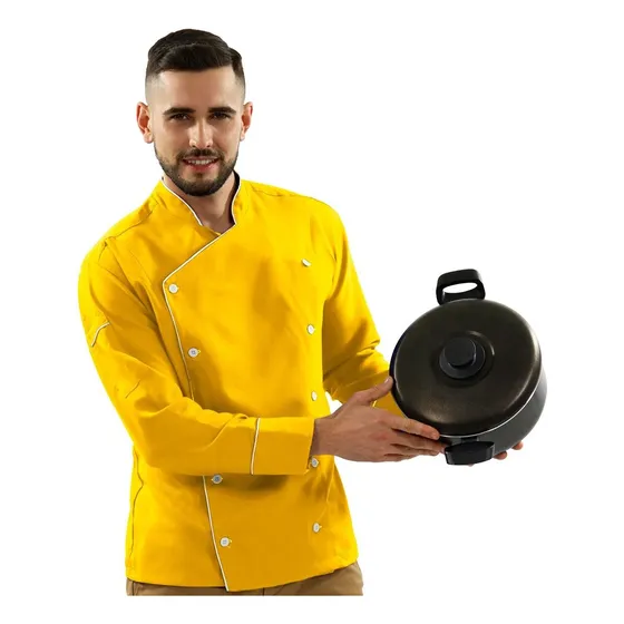 Dólmã Chef De Cozinha Pimentão Amarelo 10 Botões - Dr Chef