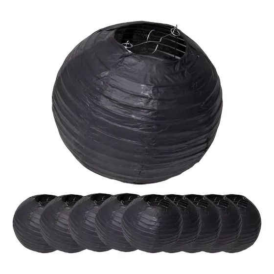 Pack X10u Lamparas Papel Arroz Globo China 40cm Grande Negra