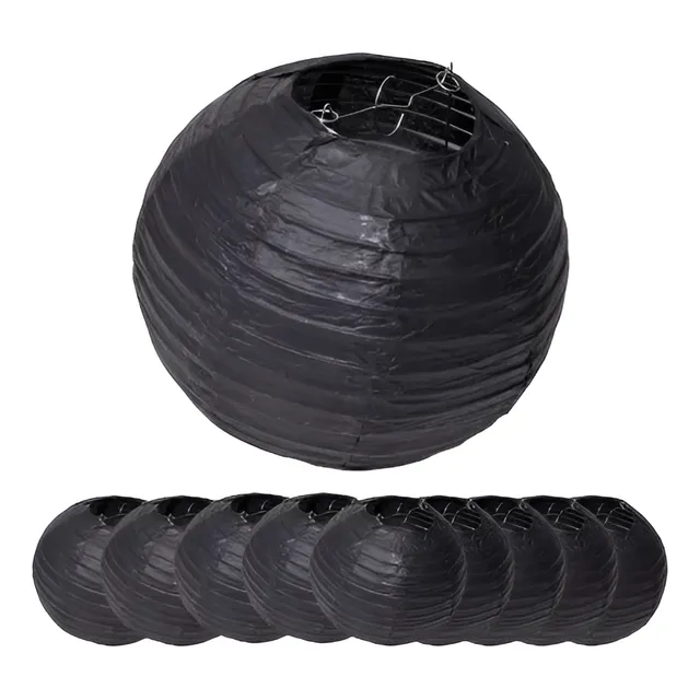 Pack X10u Lamparas Papel Arroz Globo China 40cm Grande Negra