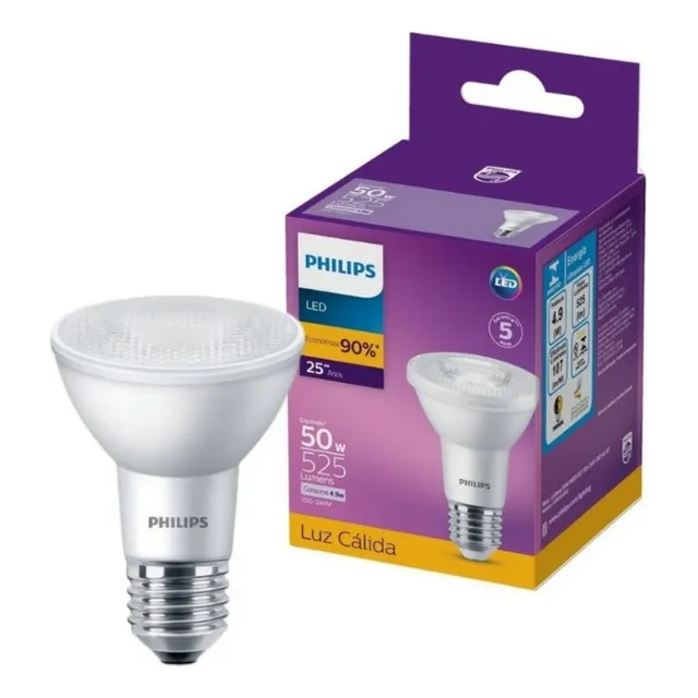 Kit 4 Lâmpadas Par20 Led 6,5w 525lm Bivolt Philips