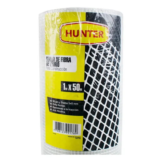Malla Fibra De Vidrio Rollo Refuerzo Fisuras 90gr Hunter