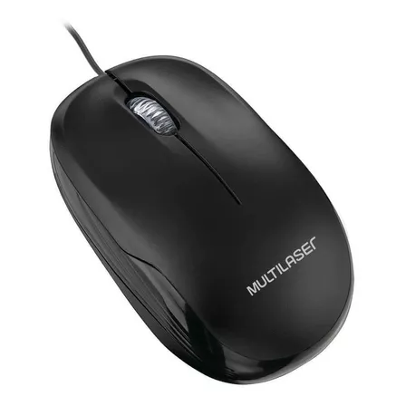 Mouse Com Fio Mid 1200dpi Conexão Usb Cabo de 120cm 3 Botões Textura Fosca Preto - MO255