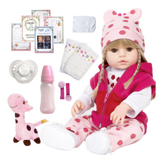 Boneca Estilo Bebê Reborn Baby Girafinha Menina Cabelo Loiro Boneca Estilo Bebê Reborn Baby Girafinha Menina Cabelo Loiro