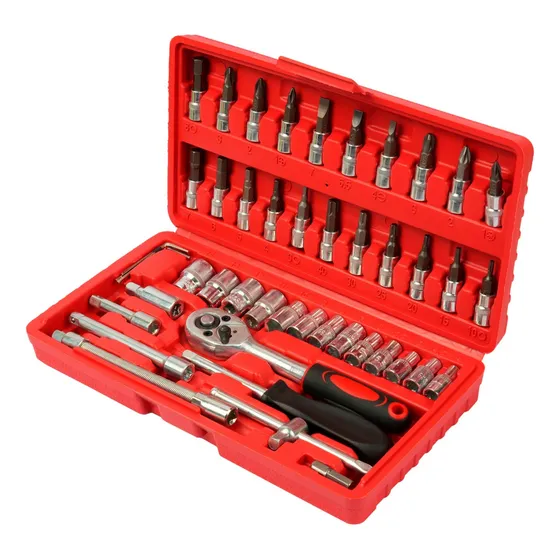 Caja Set Herramienta Juego Llave Tubo Kit 46 Pieza Auto Moto