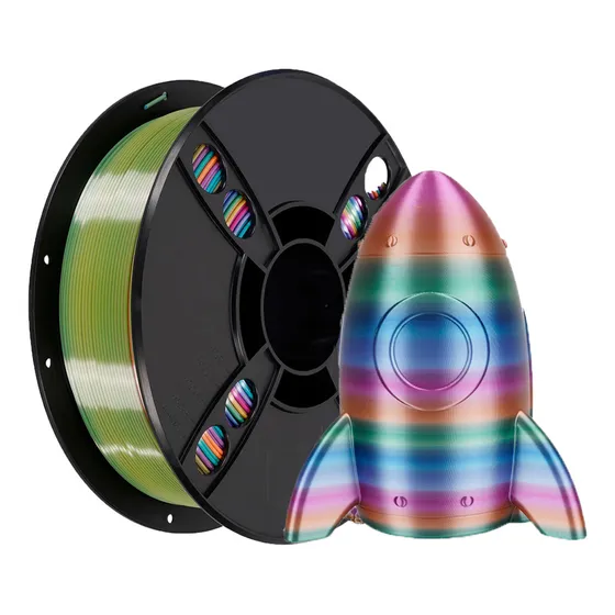 Filamento Pla De Seda Kingroon, Color Arcoíris, 1 Kg, Brilla Color Candy Color