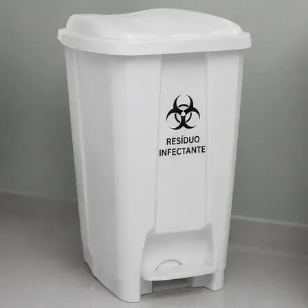 Lixeira Hospitalar Com Pedal E Tampa 40l Clinica Hospital Branco
