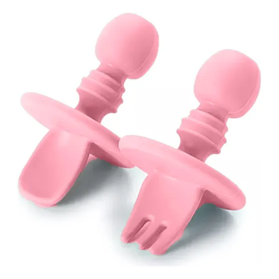 Tenedor Y Cuchara Para Bebe De Silicona Con Tope De Silicona