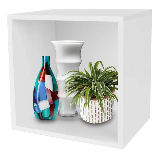 Librero Organizador Cubos Apilables De Madera Multifuncional Color Blanco