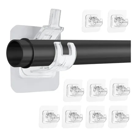 Gancho Cortina Autoadesivo Varão Suporte Sem Furar Kit 10 Água