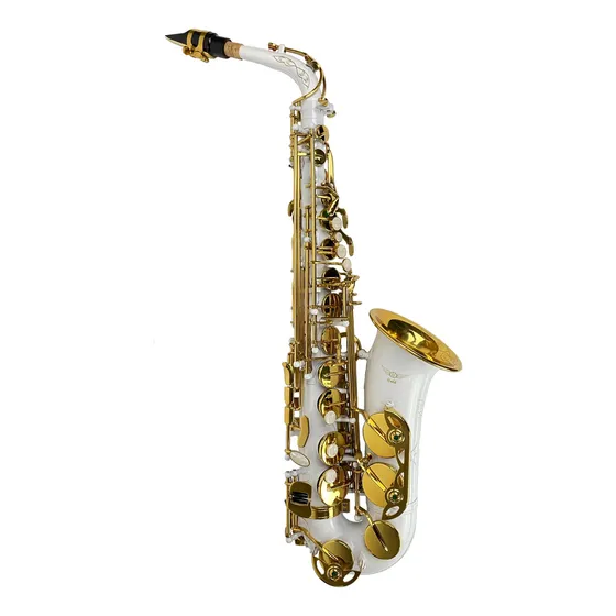 Saxofone Alto Mib Branco Com Dourado Halk Completo