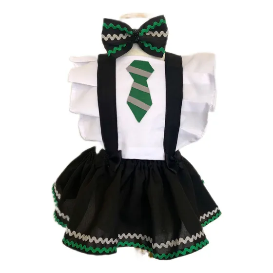 Roupa Para Menina Harry Potter Mesversário Romper Sonserina
