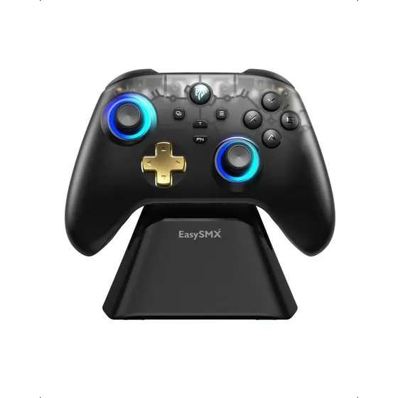 Control Gamer EasySMX D05 Hall Effect Inalámbrico Bluetooth 2.4GHz Compatible con Nintendo Switch PC Android iPhone Steam Deck RGB 1000Hz Base de Carga