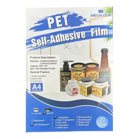 Adesivos Vinil Jato De Tinta Transparente A4 20 Folhas Mecolour