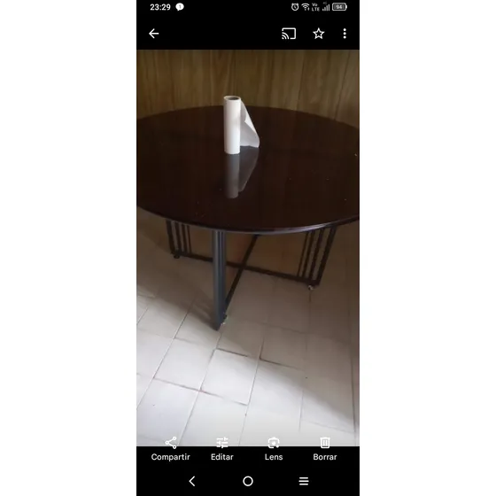 Liquido Mesa 1.20 Vidrio +base Hierro Forjado + 4 Sillas