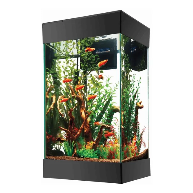 Acuario Agua Dulce Vidrio Aqueon 15 Gal Led Kit Con Mueble