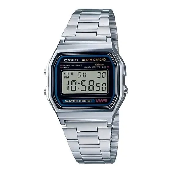 Reloj Casio A158 vintage plateado - Resistente al agua