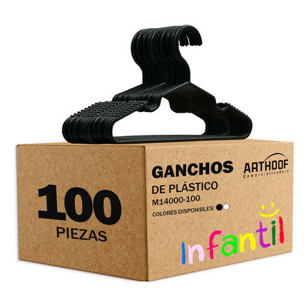 100 Ganchos Infantil Ropa Niño Niña Color Negro 100 Ganchos Infantil Ropa Niño Niña Color Negro