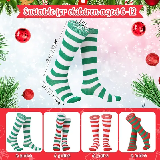 Medias Calcetines De Navidad Rayas Altas Niños De 2 A 6 Años