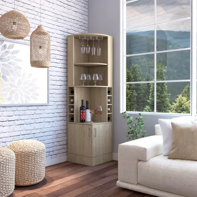 Mueble Esquinero De Bar Kava Color Natural Tu Mesita
