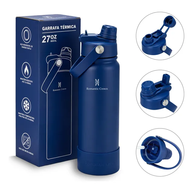 Garrafa Térmica 800ml Inox Bico Duplo Canudo