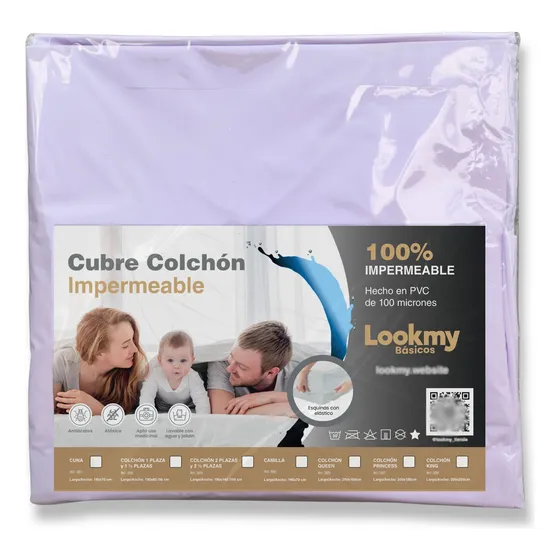 Cubrecolchon King Size 2x2 Impermeable Marca Lookmy | Cubre Colchon Para Colchón 200x200 Para Grandes Incontinencias | Protector King En Pvc De 100 Micrones | Costuras Termoselladas