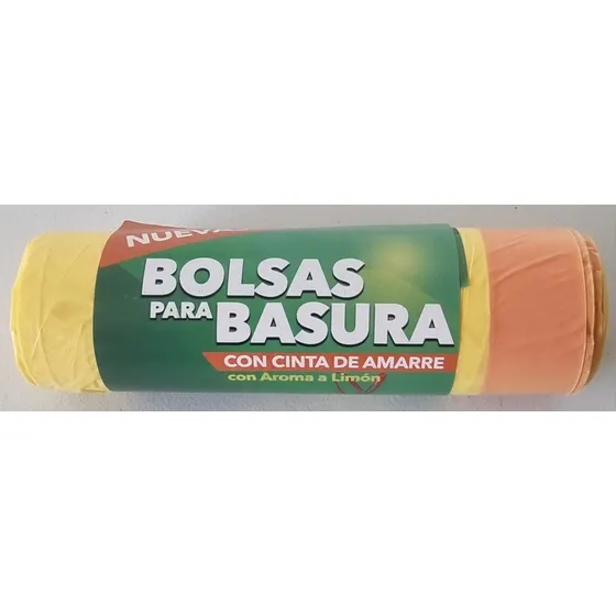 Rollo 20 Bolsas P/basura 15 Litros Cinta Amarre Aroma Limon