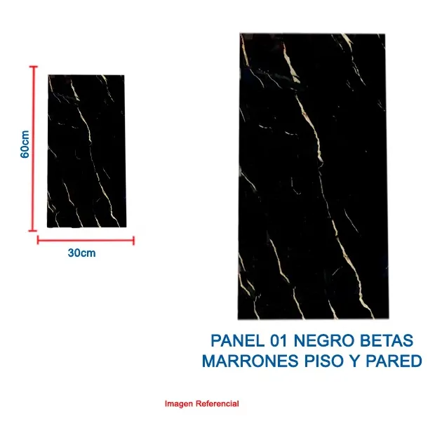Lamina Panel Autoadhesiva  Piso Paredes 30x60cm Negro Dorado