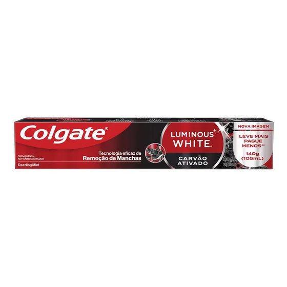 Creme Dental Clareador Colgate Luminous White Carvão Ativado 140g