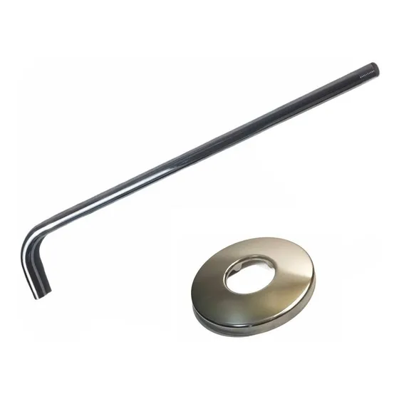 Brazo Para Regadera Cromado De 60 Cm Acero Inox Con Chapeton