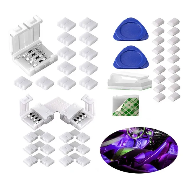 Kit 40 Conectores Para Tira Luces Led Rgb 4 Pines 10mm
