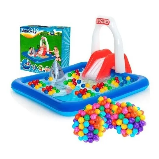 Piscina Parque Acuático Con Juegos Y Tobogán + 50 Pelotas