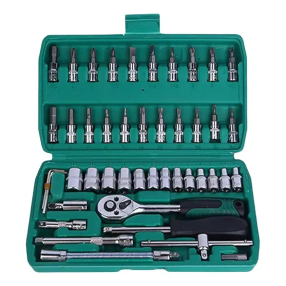 Juego Set Rachet 1/4 Dados Milimetrico Destornollados 46pez