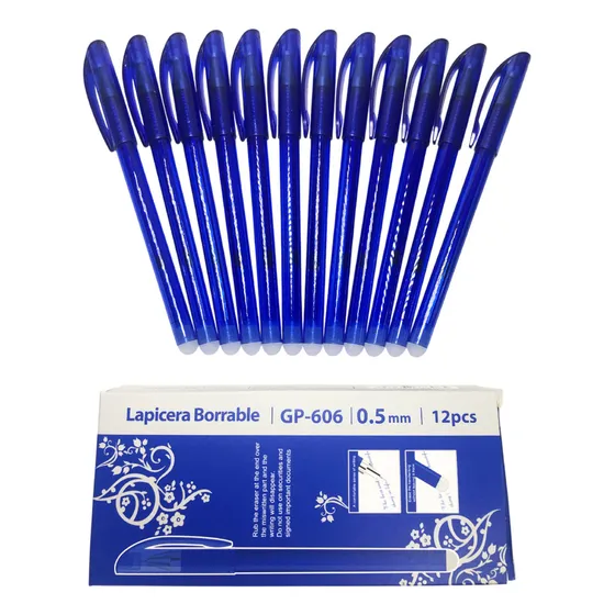 Lapiceras Con Borrador Caja X 12 Azul Birome Boligrafo