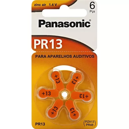 6 Pilhas baterias 13 auditivas Panasonic 1 cartela
