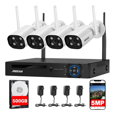 Kit 4 Cámaras De Seguridad Wifi 5mp Exterior Con Audio Nvr Kits De Seguridad