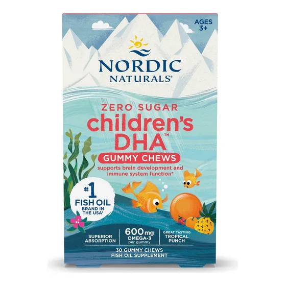 Nordic Naturals Suplemento Zero Azúcar Childrens DHAs Cont 30 Mast Sabor Frutas tropicales