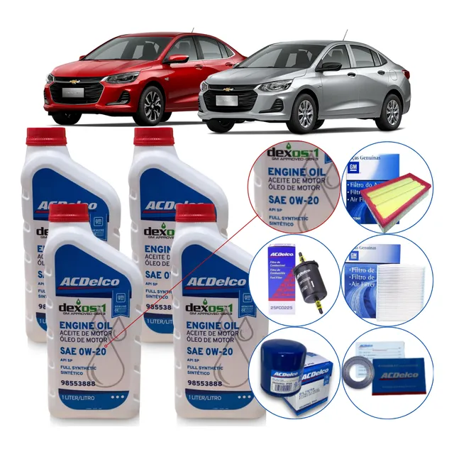 Kit Óleo 0w20 Dexos1 Gm Onix 3 Cil Aspirado 20/ Com Filtros