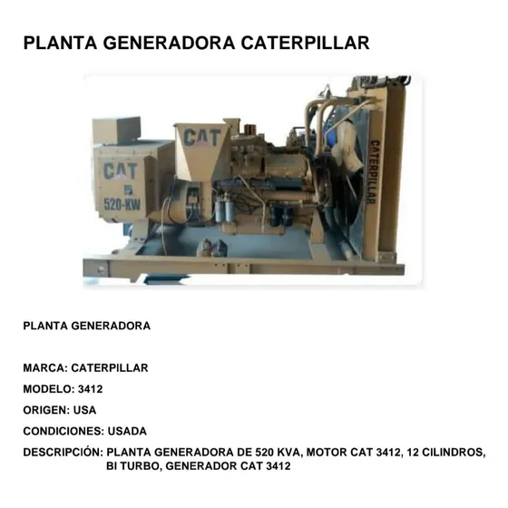 Planta Generador Electrico, De 650 Kva, Usada, A Adecuar. 