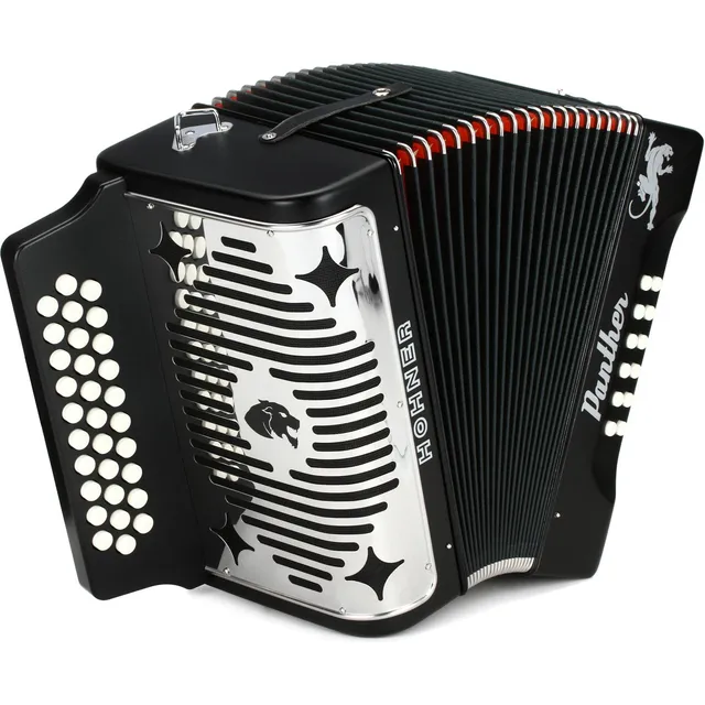 Acordeón Diatónico Negro De 3 Filas Hohner Panther Negro
