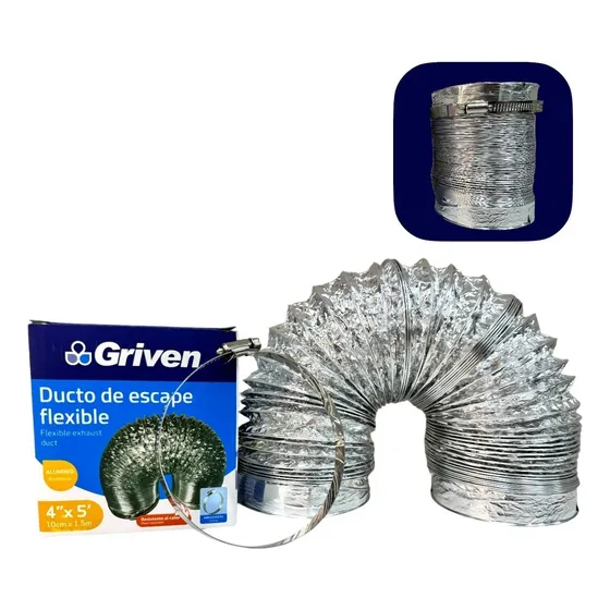 Ducto Flexible De Aluminio De 4 Pulgadas X 1.5 Metros Griven