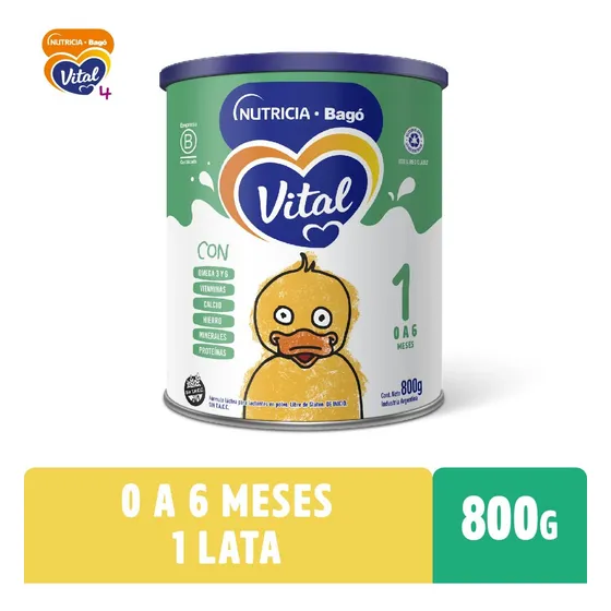 Vital 1 leche de fórmula en polvo nutricia bagó en lata de 800g 0 a 6 meses
