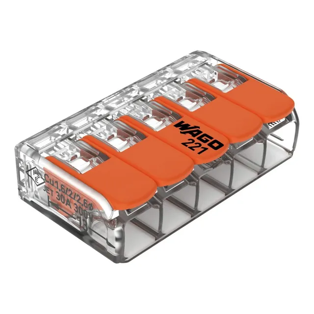 5 Pç Conector Wago Emenda 5 Vias Fios Cabos 6mm Mod 221-615 