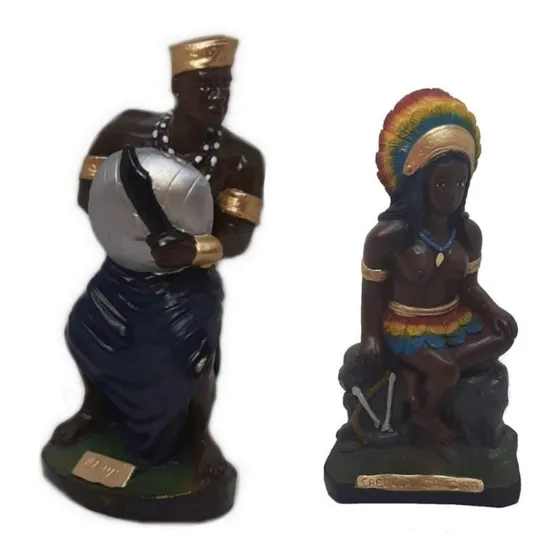 Estatueta Ogum E Cabocla Jandira Estátua Candomblé Umbanda
