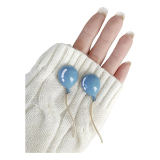 Aretes De Globo De Colores Con Colgante Plateado Mujer Moda Aretes De Globo De Colores Con Colgante Plateado Mujer Moda
