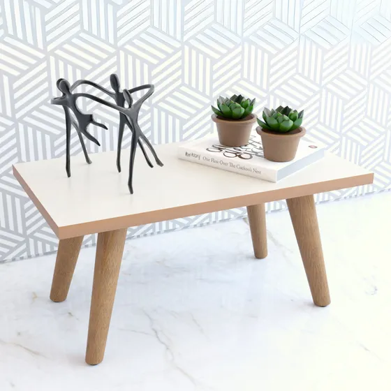 Mesa De Centro Decorativa Retangular Sala Mdf Pé Palito