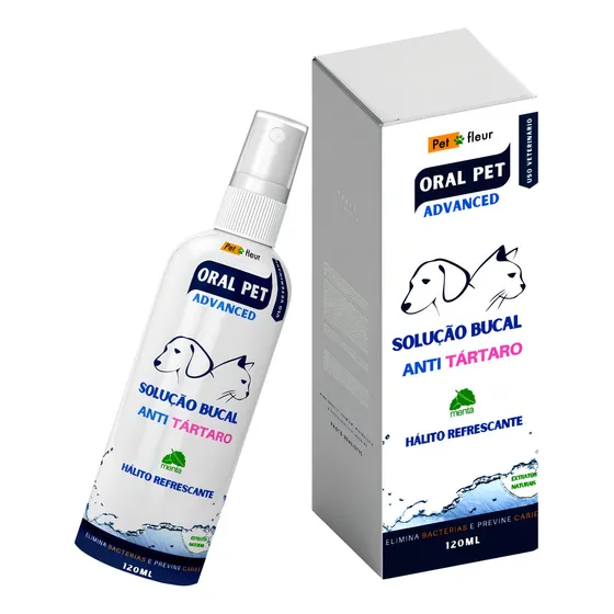 Spray Bucal Gatos E Cães Elimina Mau Hálito E Anti Tártaro Sabor Menta
