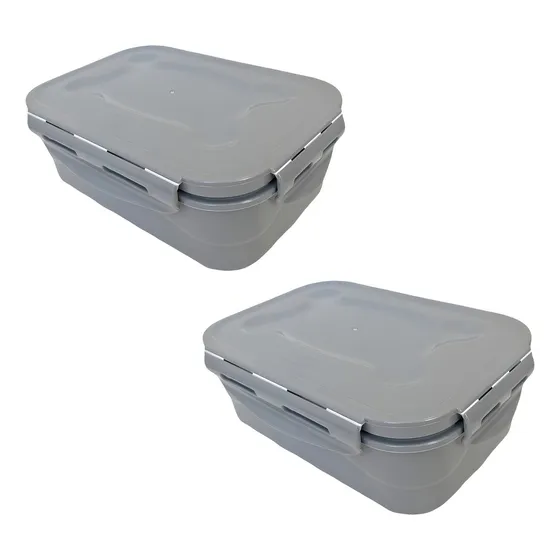Kit com 2 marmitas 100% hermética com travas não vaza Bpa free cor cinza Lig Brin